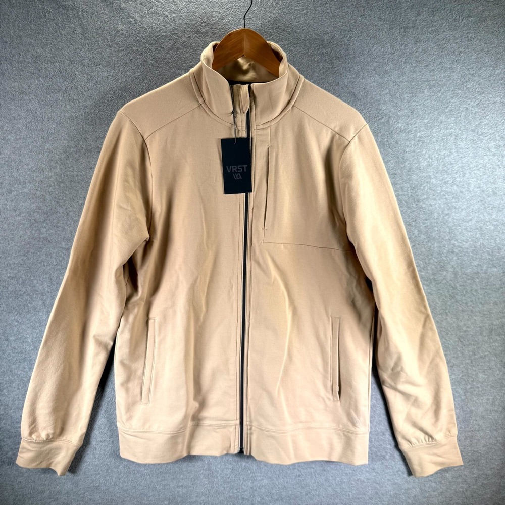 VRST French Terry Jacket Men's Medium‎ Stone Quarry Stretch Full-Zip Mock Neck